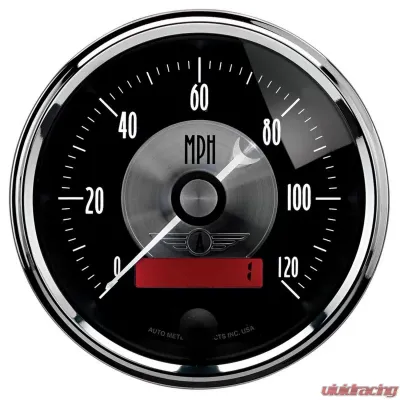AutoMeter GAUGE; SPEEDO; 3 3/8in.; 120MPH; ELEC. PROGRAM W/LCD ODO; PRESTIGE BLK. DIAMOND - 2086