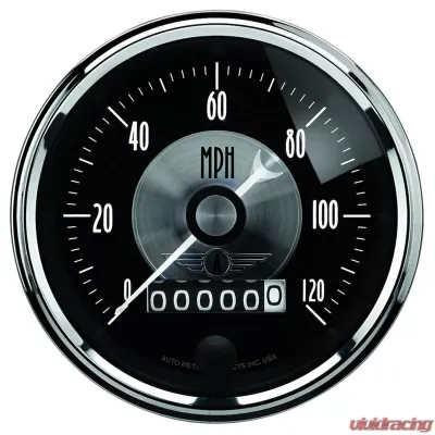 AutoMeter GAUGE; SPEEDO; 3 3/8in.; 120MPH; ELEC. PROGRAM W/WHEEL ODO; PRESTIGE BLK. DIAMON - 2088