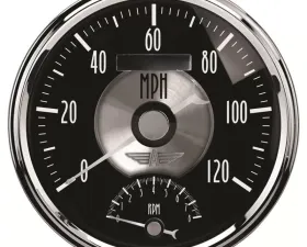 AutoMeter GAUGE; TACH/SPEEDO; 5in.; 120MPH/8K RPM; ELEC. PROGRAM; PRESTIGE BLK. DIAMOND