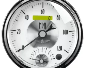 AutoMeter GAUGE; TACH/SPEEDO; 5in.; 120MPH/8K RPM; ELEC. PROGRAM.; PRESTIGE PEARL
