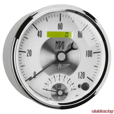 AutoMeter GAUGE; TACH/SPEEDO; 5in.; 120MPH/8K RPM; ELEC. PROGRAM.; PRESTIGE PEARL - 2095