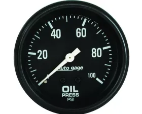 AutoMeter GAUGE; OIL PRESSURE; 2 5/8in. 0-100PSI; MECHANICAL; BLACK; AUTOGAGE
