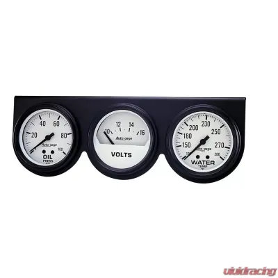 AutoMeter GAUGE CONSOLE; OILP/WTMP/VOLT; 2 5/8in.; 100PSI/280deg.F/16V; WHT DIAL; BLK BZL; - 2328