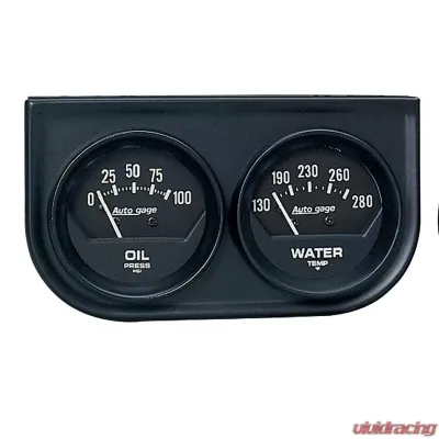 AutoMeter GAUGE CONSOLE; OILP/WTMP; 2in.; 100PSI/280deg.F; BLK DIAL; BLK BZL; AUTOGAGE - 2345