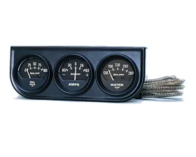 AutoMeter GAUGE CONSOLE; OILP/WTMP/AMP; 2in.; 100PSI/280deg.F/60A; BLK DIAL; BLK BZL; AG