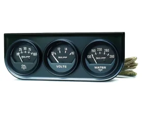 AutoMeter GAUGE CONSOLE; OILP/WTMP/VOLT; 2in.; 100PSI/280deg.F/16V; BLK DIAL; BLK BZL; AG