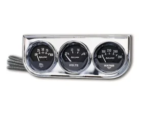 AutoMeter GAUGE CONSOLE; OILP/WTMP/VOLT; 2in.; 100PSI/280deg.F/16V; BLK DIAL; CHROME BZL;