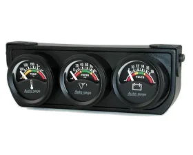 AutoMeter GAUGE CONSOLE; OILP/WTMP/VOLT; 1.5in.; 100PSI/280deg.F/18V; ELEC BK DIAL; BK BZL