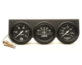 AutoMeter GAUGE CONSOLE; OILP/WTMP/AMP; 2 5/8in.; 100PSI/280deg.F/60A; BLK DIAL; BLK BZL;