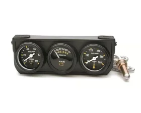 AutoMeter GAUGE CONSOLE; OILP/WTMP/VOLT; 1.5in.; 100PSI/280deg.F/18V; MECH BK DIAL; BK BZL