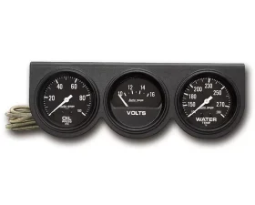 AutoMeter GAUGE CONSOLE; OILP/WTMP/VOLT; 2 5/8in.; 100PSI/280deg.F/16V; BLK DIAL; BLK BZL;