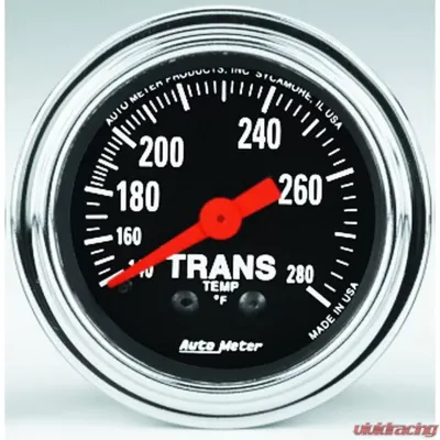 AutoMeter GAUGE; TRANS TEMP; 2 1/16in.; 140-280deg.F; MECHANICAL; 8FT.; TRADITIONAL CHROME - 2451