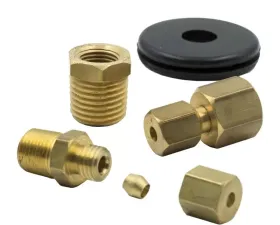 AutoMeter FITTING KIT; 1/8in. NPTF COMPRESSION TO 1/8in. LINE; BRASS