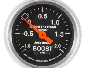 AutoMeter GAUGE; VAC/BOOST; 2 1/16in.;-1-+2 BAR; MECHANICAL; SPORT-COMP