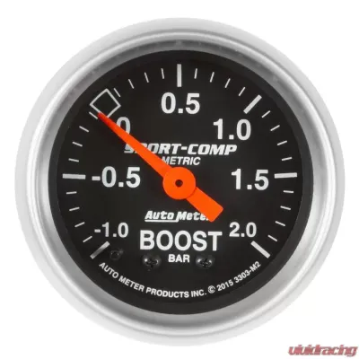 AutoMeter GAUGE; VAC/BOOST; 2 1/16in.;-1-+2 BAR; MECHANICAL; SPORT-COMP - 3303-M2