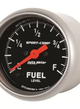 AutoMeter GAUGE; FUEL LEVEL; 2 1/16in.; 0-280O PROGRAMMABLE; SPORT-COMP                                     - 3310 - Image 2