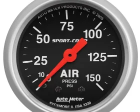 AutoMeter GAUGE; AIR PRESS; 2 1/16in.; 150PSI; MECHANICAL; SPORT-COMP