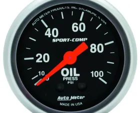 AutoMeter GAUGE; OIL PRESSURE; 2 1/16in.; 100PSI; MECHANICAL; SPORT-COMP