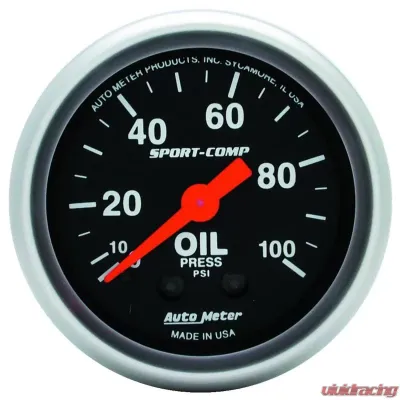 AutoMeter GAUGE; OIL PRESSURE; 2 1/16in.; 100PSI; MECHANICAL; SPORT-COMP - 3321