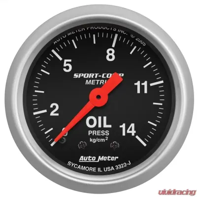 AutoMeter GAUGE; OIL PRESSURE; 2 1/16in.; 14KG/CM2; MECHANICAL; SPORT-COMP - 3322-J