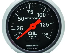 AutoMeter GAUGE; OIL PRESSURE; 2 1/16in.; 150PSI; MECHANICAL; SPORT-COMP