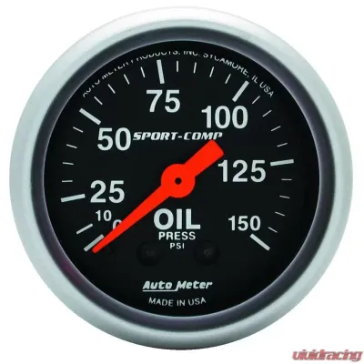 AutoMeter GAUGE; OIL PRESSURE; 2 1/16in.; 150PSI; MECHANICAL; SPORT-COMP - 3323