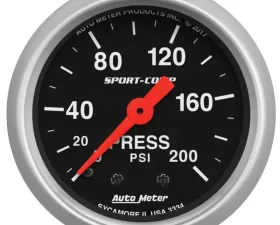 AutoMeter GAUGE; PRESSURE; 2 1/16in.; 200PSI; MECHANICAL; SPORT-COMP