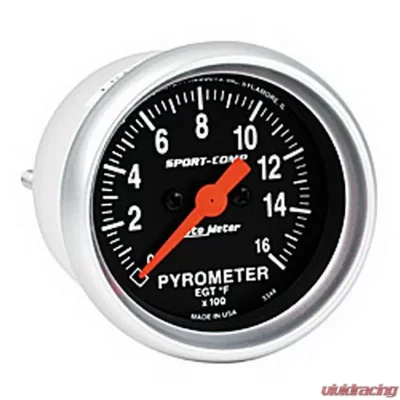 AutoMeter GAUGE; PYROMETER (EGT); 2 1/16in.; 1600deg.F; DIGITAL STEPPER MOTOR; SPORT-COMP - 3344