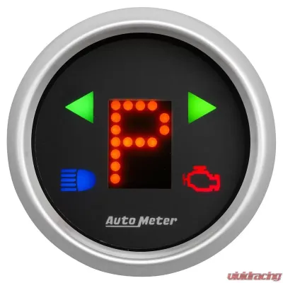 AutoMeter GAUGE; GEAR POS; 2 1/16in.; INCL INDICATORS; BLACK DIAL; RED LED; SILVER BEZEL - 3359
