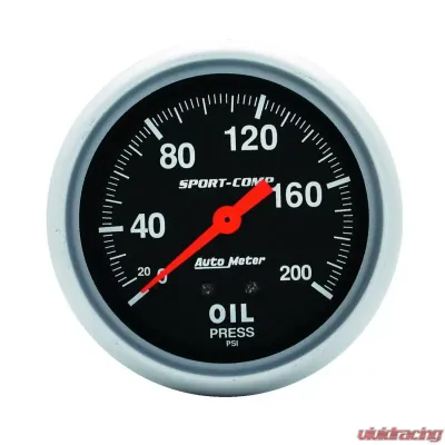 AutoMeter GAUGE; OIL PRESSURE; 2 5/8in.; 200PSI; MECHANICAL; SPORT-COMP - 3422