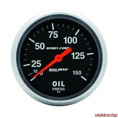 AutoMeter GAUGE; OIL PRESSURE; 2 5/8in.; 150PSI; MECHANICAL; SPORT-COMP - 3423
