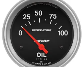 AutoMeter GAUGE; OIL PRESSURE; 2 5/8in.; 100PSI; ELECTRIC; SPORT-COMP