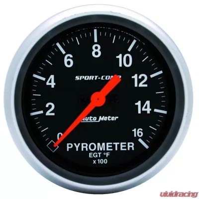 AutoMeter GAUGE; PYROMETER (EGT); 2 5/8in.; 1600deg.F; DIGITAL STEPPER MOTOR; SPORT-COMP - 3544