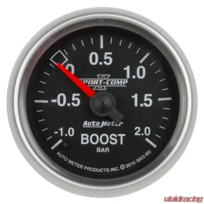 AutoMeter GAUGE; VAC/BOOST; 2 1/16in.;-1-+2 BAR; MECHANICAL; SPORT-COMP II - 3603-M2