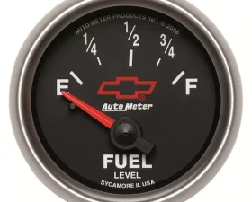 AutoMeter GAUGE; FUEL LEVEL; 2 1/16in.; 0OE TO 90OF; ELEC; CHEVY RED BOWTIE; BLACK