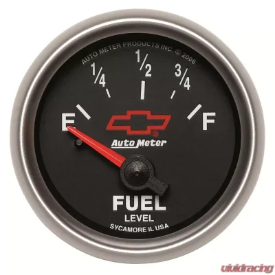 AutoMeter GAUGE; FUEL LEVEL; 2 1/16in.; 0OE TO 90OF; ELEC; CHEVY RED BOWTIE; BLACK - 3613-00406