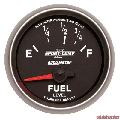 AutoMeter GAUGE; FUEL LEVEL; 2 1/16in.; 73OE TO 10OF; ELEC; SPORT-COMP II - 3615