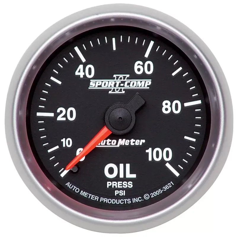 AutoMeter GAUGE; OIL PRESSURE; 2 1/16in.; 100PSI; MECHANICAL; SPORT-COMP II - 3621