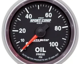 AutoMeter GAUGE; OIL PRESSURE; 2 1/16in.; 100PSI; MECHANICAL; SPORT-COMP II