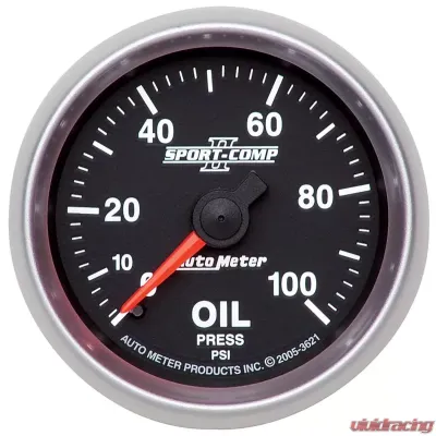 AutoMeter GAUGE; OIL PRESSURE; 2 1/16in.; 100PSI; MECHANICAL; SPORT-COMP II - 3621