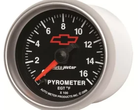 AutoMeter GAUGE; PYROMETER (EGT); 2 1/16in.; 1600deg.F; STEPPER MOTOR; CHEVY RED BOWTIE; B