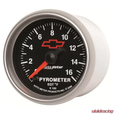 AutoMeter GAUGE; PYROMETER (EGT); 2 1/16in.; 1600deg.F; STEPPER MOTOR; CHEVY RED BOWTIE; B - 3644-00406