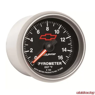 AutoMeter GAUGE; PYROMETER (EGT); 2 1/16in.; 1600deg.F; STEPPER MOTOR; CHEVY RED BOWTIE; B - 3644-00406