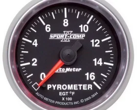 AutoMeter GAUGE; PYROMETER (EGT); 2 1/16IN.; 1600 F; DIGITAL STEPPER MOTOR; SPORT-COMP II