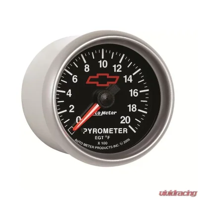 AutoMeter GAUGE; PYROMETER (EGT); 2 1/16in.; 2000deg.F; STEPPER MOTOR; CHEVY RED BOWTIE; B - 3645-00406