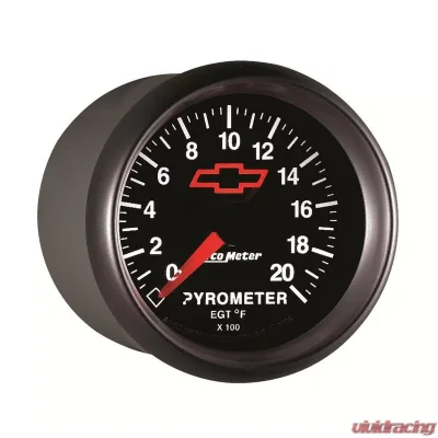 AutoMeter GAUGE; PYROMETER (EGT); 2 1/16in.; 2000deg.F; STEPPER MOTOR; CHEVY RED BOWTIE; B - 3645-00406