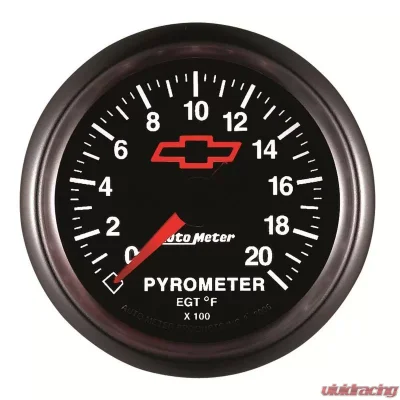 AutoMeter GAUGE; PYROMETER (EGT); 2 1/16in.; 2000deg.F; STEPPER MOTOR; CHEVY RED BOWTIE; B - 3645-00406