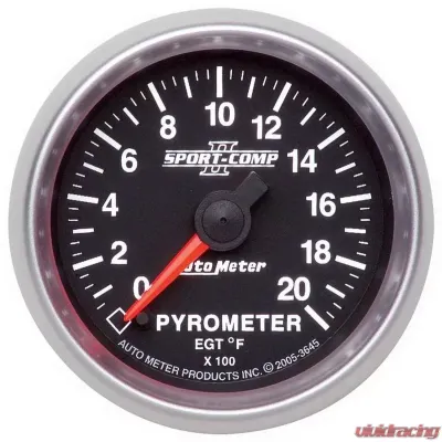 AutoMeter GAUGE; PYROMETER (EGT); 2 1/16IN.; 2000 F; DIGITAL STEPPER MOTOR; SPORT-COMP II - 3645