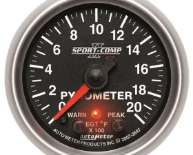 AutoMeter GAUGE; PYROMETER (EGT); 2 1/16in.; 2000deg.F; STEPPER MOTOR W/PK/WRN; SPORT-COMP