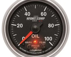 AutoMeter GAUGE; OIL PRESS; 2 1/16in.; 100PSI; DIGITAL STPR MTR W/PK/WRN; SPORT-COMP II